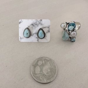 2 Piece Larimar Earrings and Ring